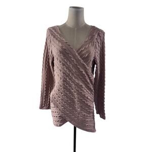 "SUZANNE BETRO" Knit Waffle, Criss Cross Top,‎ Blouse, Sexy, Stretchy, Boho Top